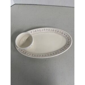 Hallmark Chip and Dip Platter White Ceramic Christmas Embossed Oval Dish‎